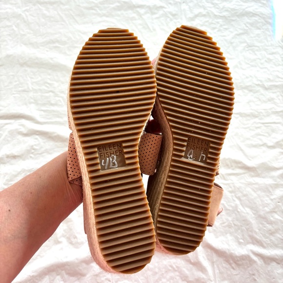 NWOT Eileen Fisher Willow Wedge Espadrilles Sandals blush Pink leather SZ 9 - Picture 12 of 16